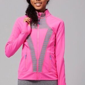 Ivivva size 14 youth Pink Striped Zip-Up Jacket